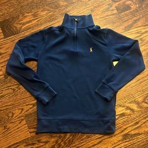 POLO RALPH LAUREN NAVY QUARTER-ZIP LONG SLEEVE PULLOVER SWEATER SIZE MEDIUM10-12